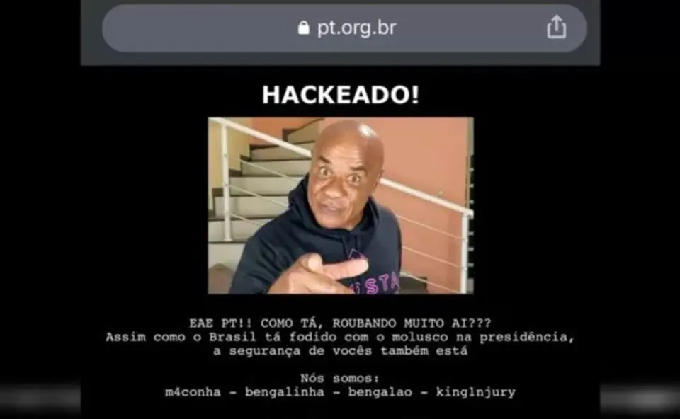 Hackers invadem site do PT e trocam informações por foto de Kid Bengala